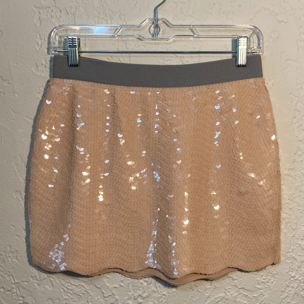 BCBGMaxAzria Rose Beige Michaela Sequin Skirt XS